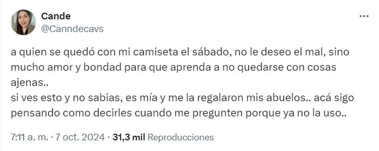 La joven compartió en las redes sociales lo que le había pasado y recibió miles de reproducciones. (Captura: X/@Canndecavs)