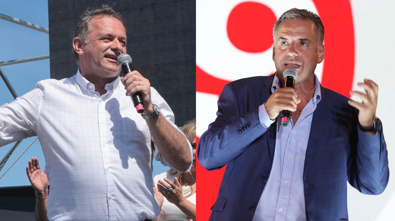 Álvaro Delgado y Yamandú Orsi, los dos candidatos mejor posicionados en las elecciones de Uruguay. (Foto: EFE).