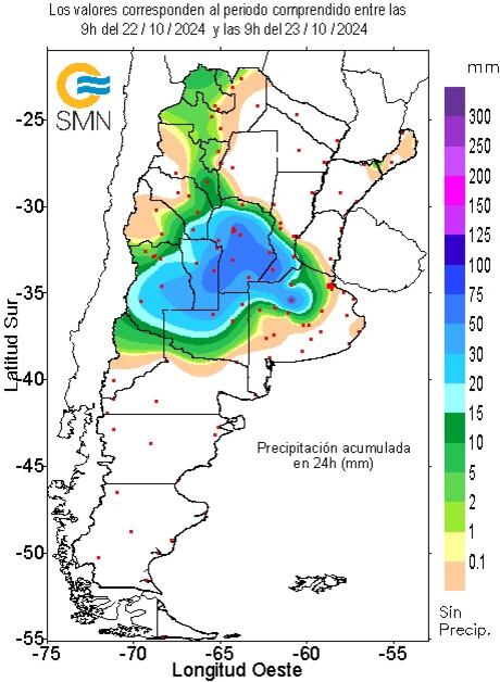 El mapa de lluvias hasta las 9 AM de hoy