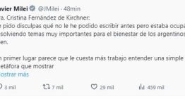 Milei le respondió a Cristina Kirchner: “Le cuesta más entender una metáfora que mostrar su título de abogada”