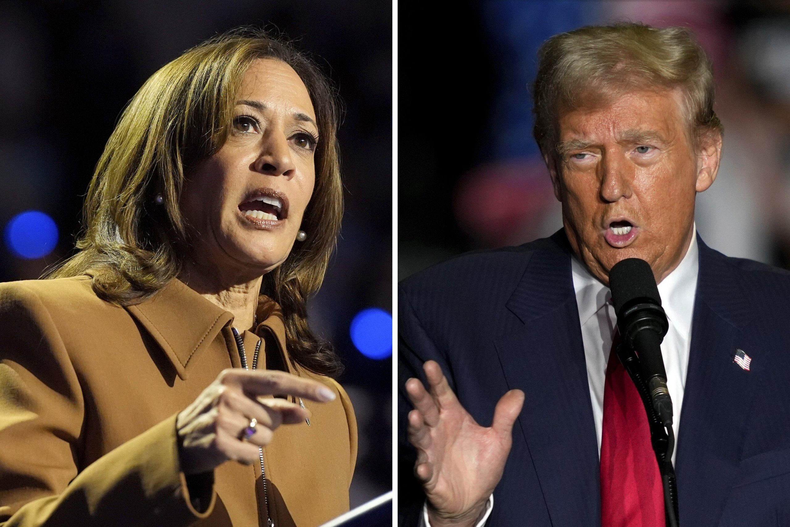 La vicepresidenta Kamala Harris y el expresidente Donald Trump