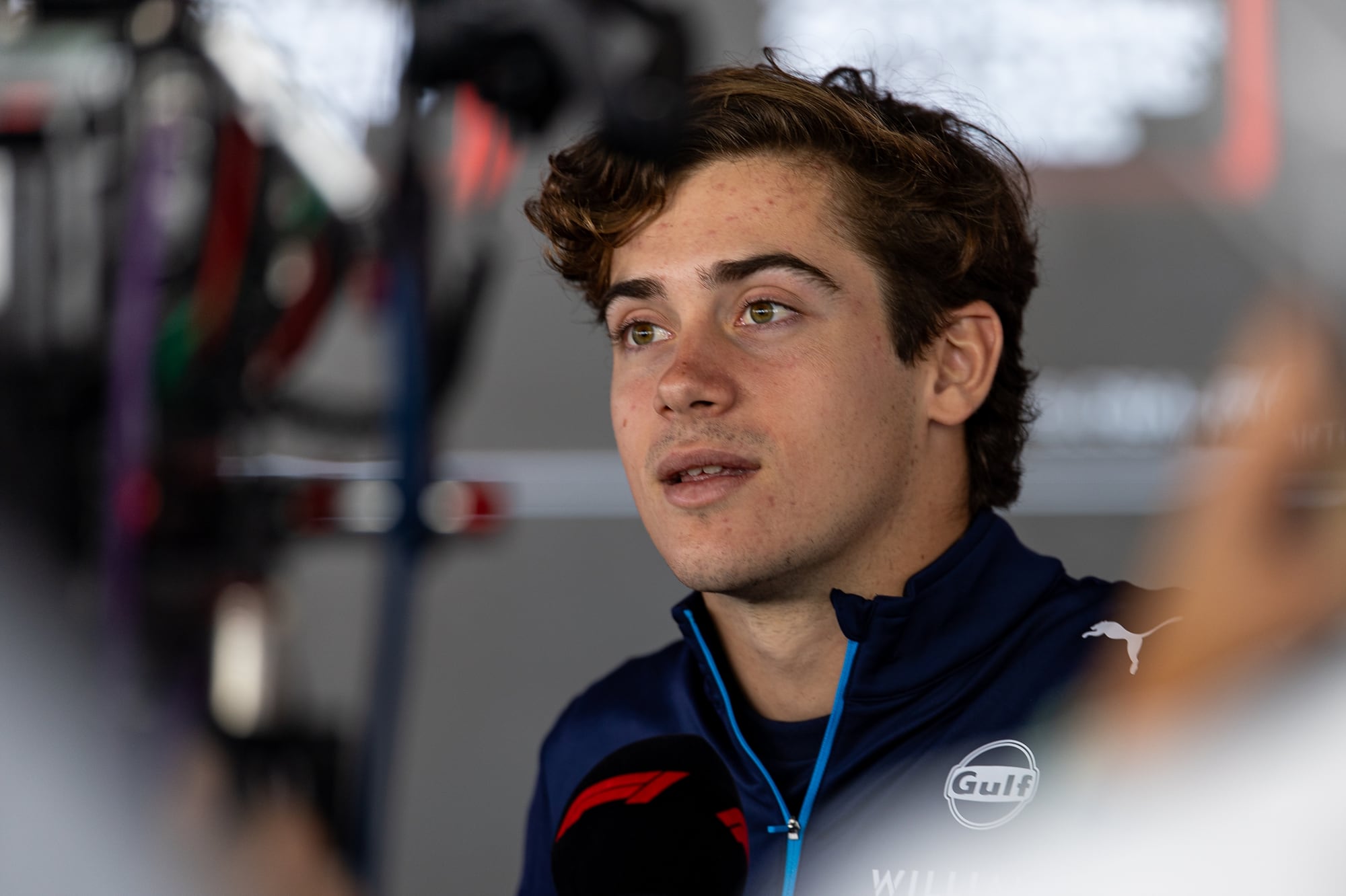 El piloto argentino Franco Colapinto, durante la atención a los medios previa al GP de México, que se corre este domingo en el autódromo Hermanos Rodríguez, del DF