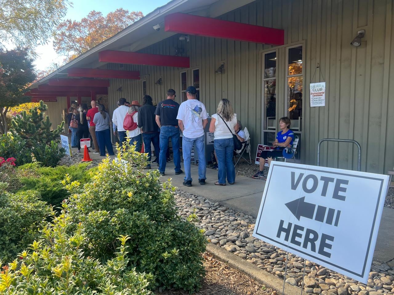 Votacion en Swannanoa Carolina del Norte. Fila de votacion en Black Mountain.