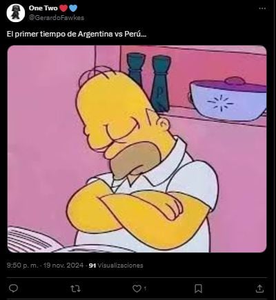 Los mejores memes de Argentina vs. Perú (Captura: X)