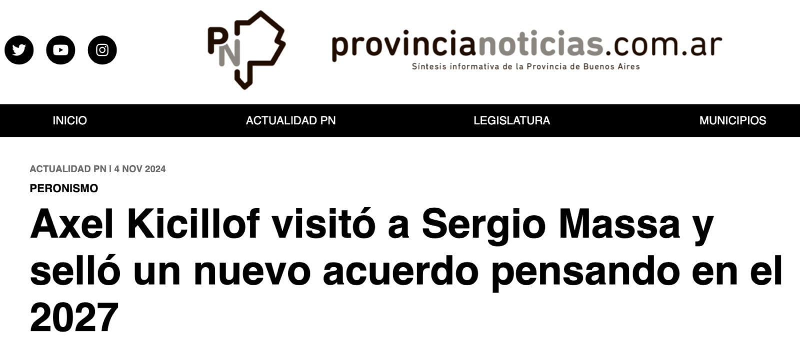 Un pequeño medio de la provincia de Buenos Aires informó que “Axel Kicillof visitó a Sergio Massa”