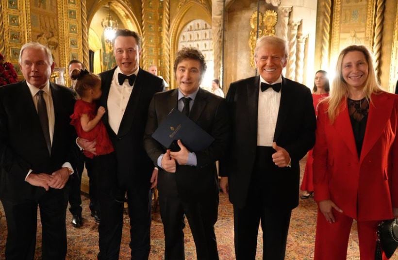 Gerardo Werthein, Elon Musk, Javier Milei, Donald Trump y Karina Milei