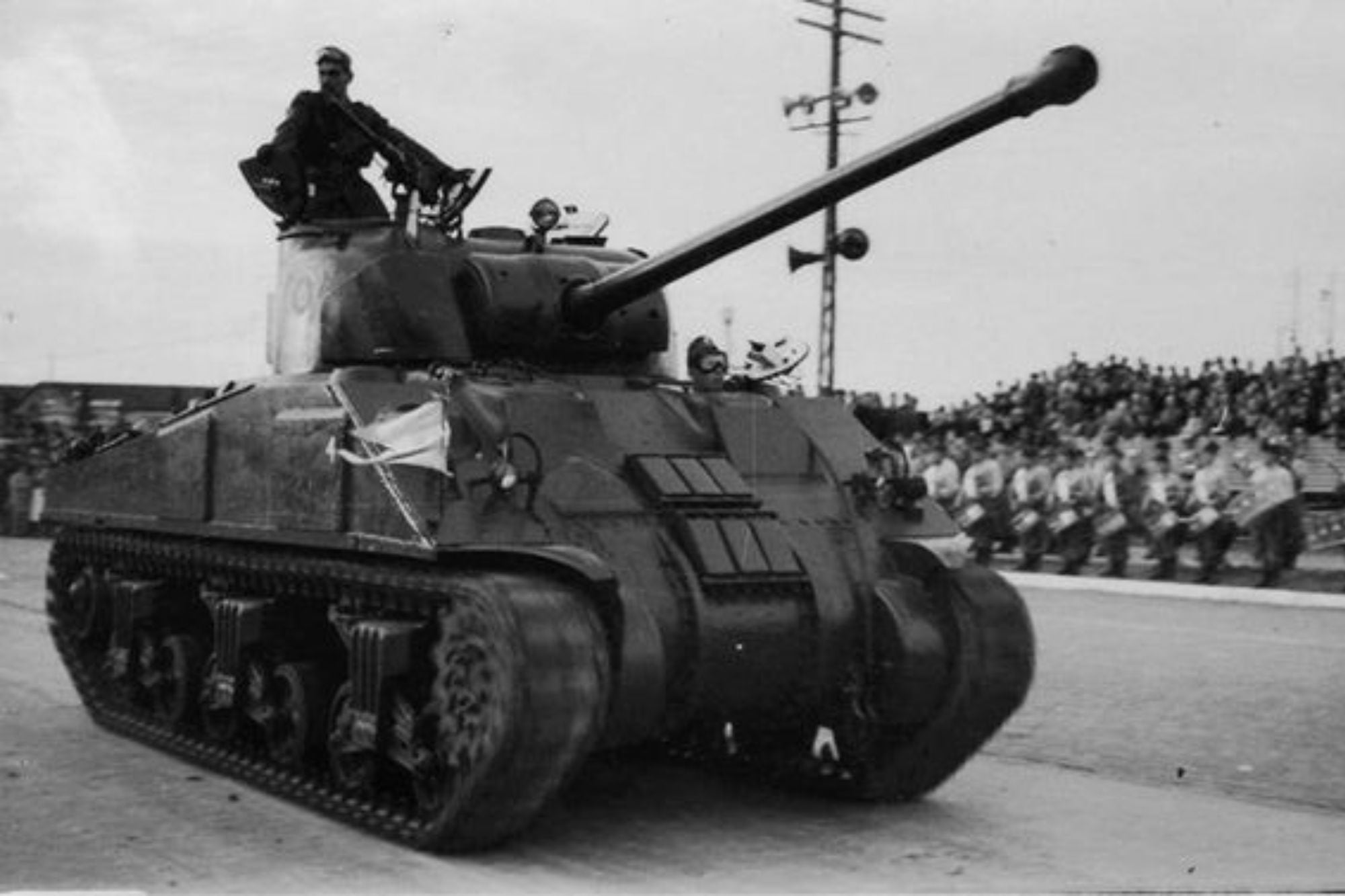 Un tanque Sherman M4 utilizado por el Ejército Argentino, circa 1950