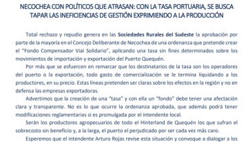 “Políticos que atrasan”: el fuerte rechazo del campo a la creación de una tasa portuaria en Necochea