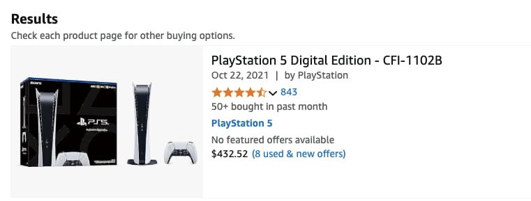 El precio de la Playstation 5 en Amazon (Foto: Amazon).