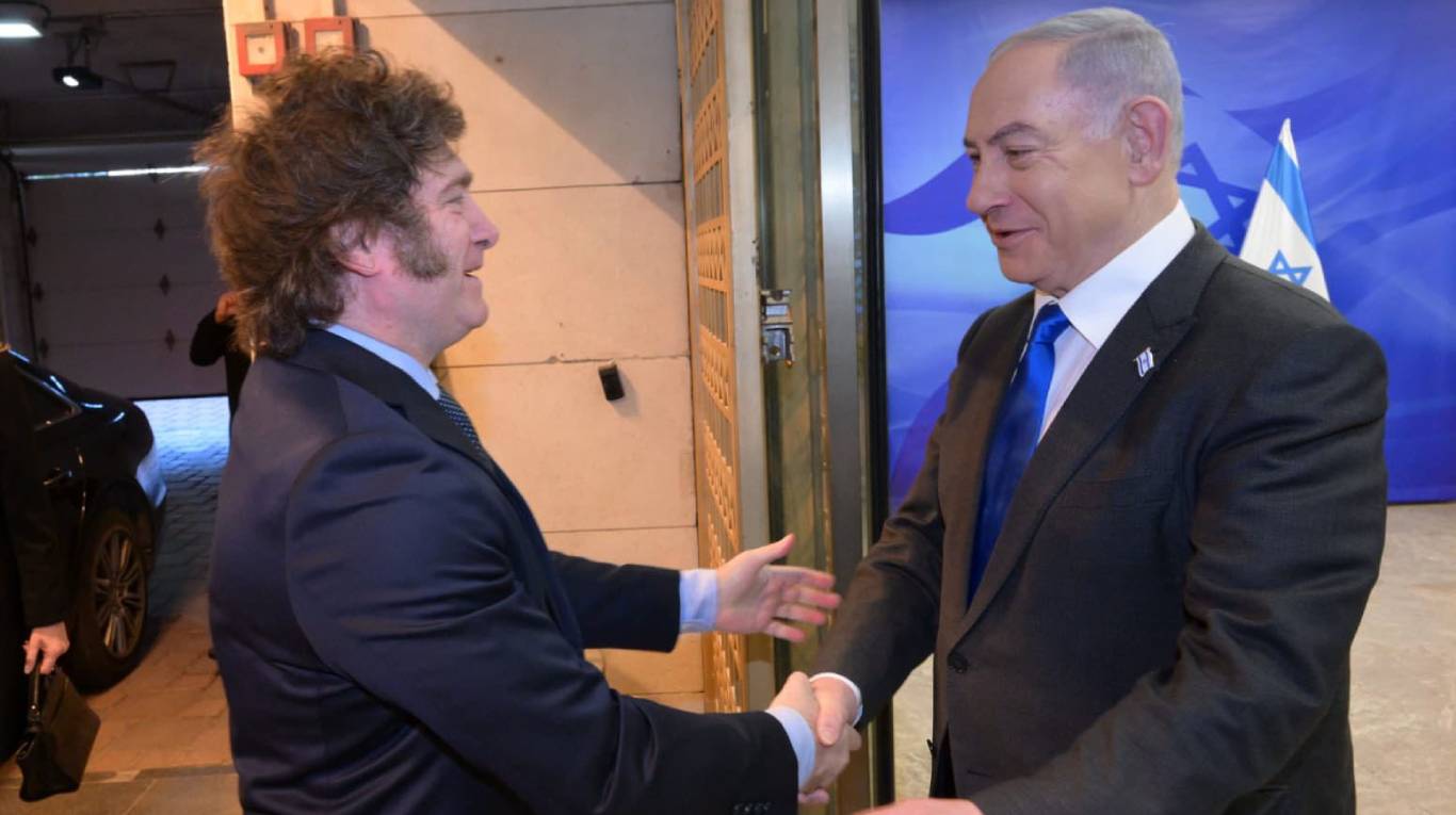 El presidente Javier Milei en un encuentro con el primer ministro de Israel, Benjamin Netanyahu (Foto: NA).