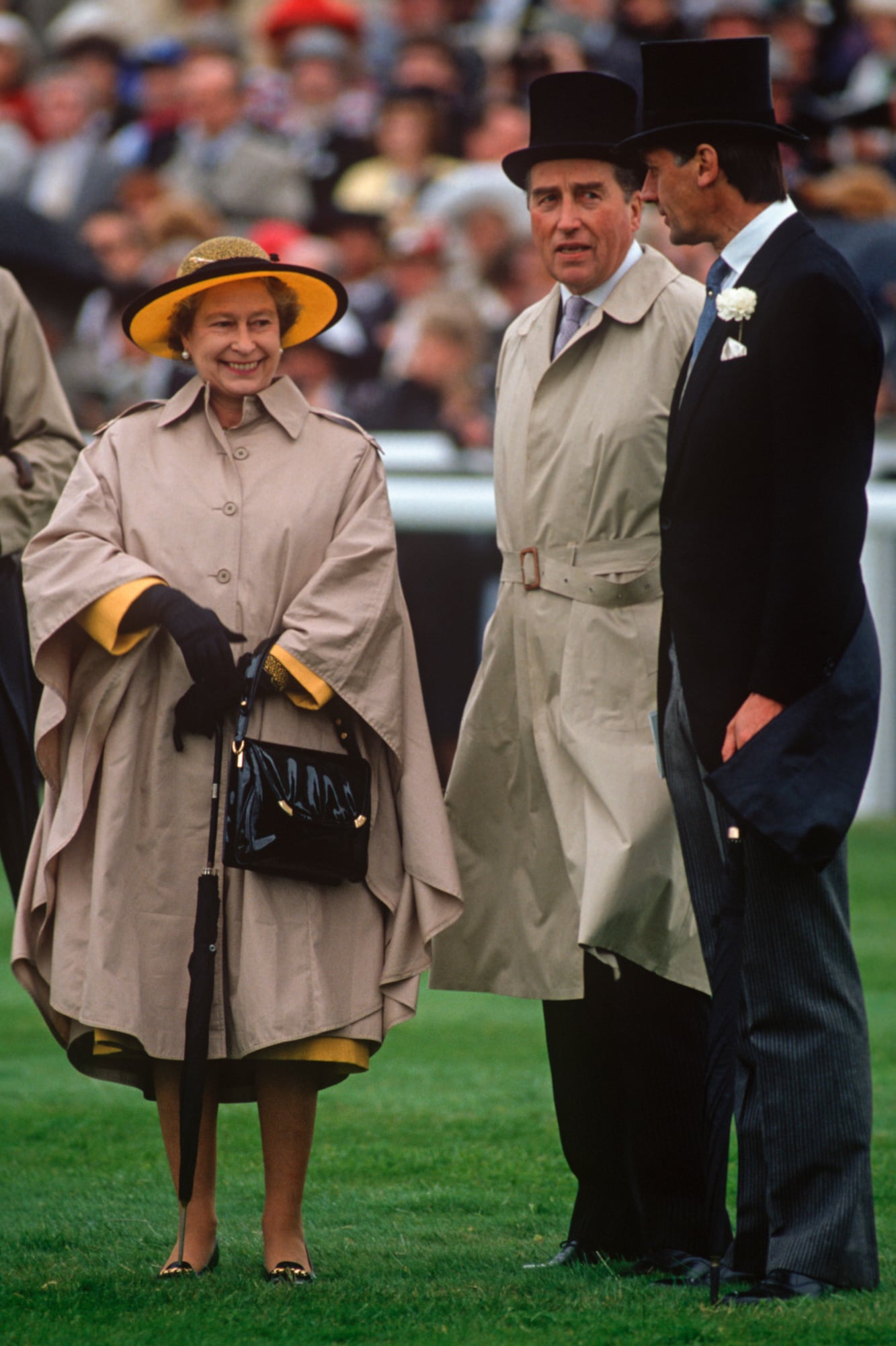 En junio de 1990, juntos observando los caballos antes del Derby, la competencia de ejemplares purasangre que se corrió por primera vez en 1780.