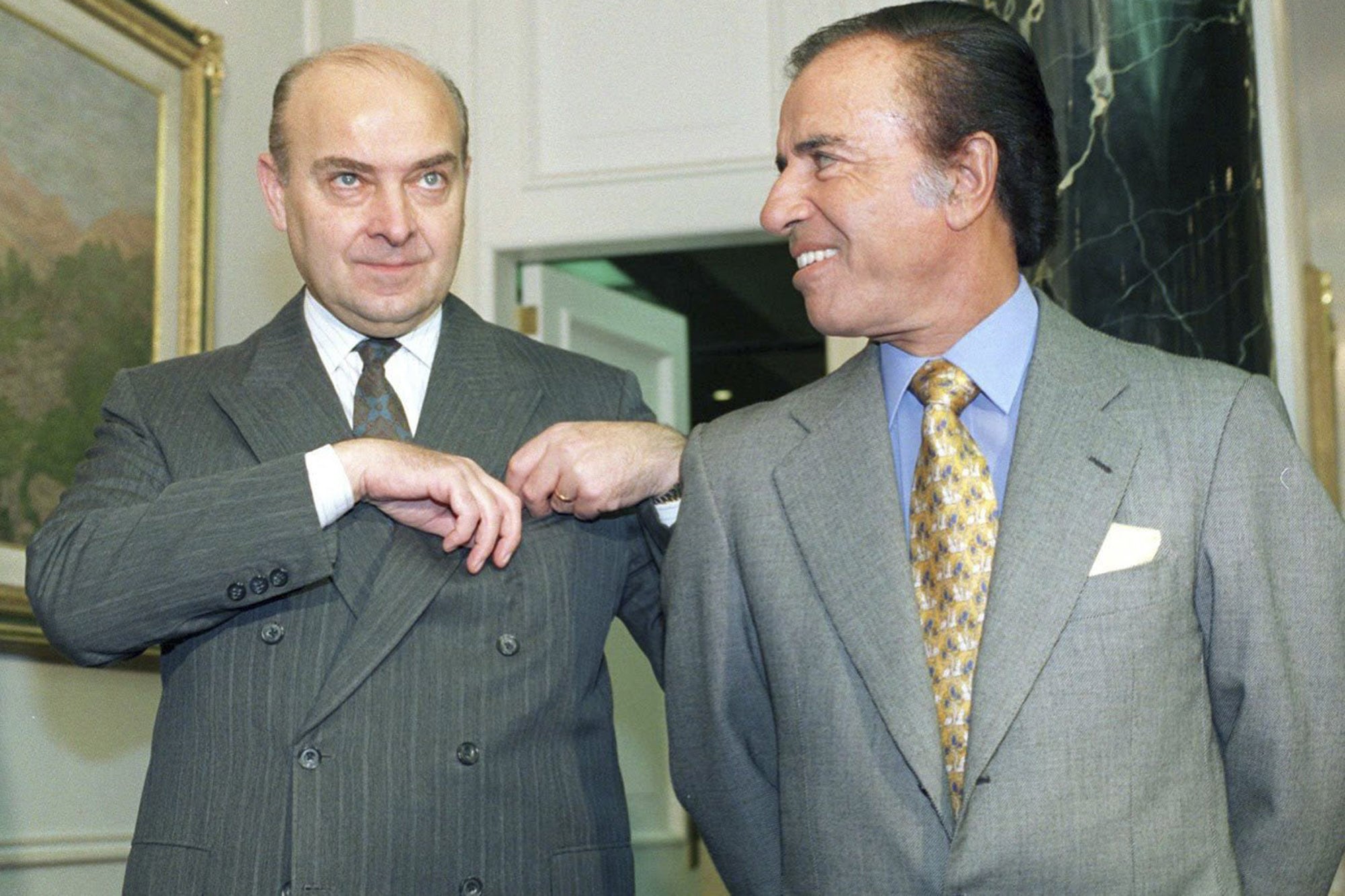 Domingo Cavallo y Carlos Menem en la Quinta de Olivos, en tiempos de convertibilidad