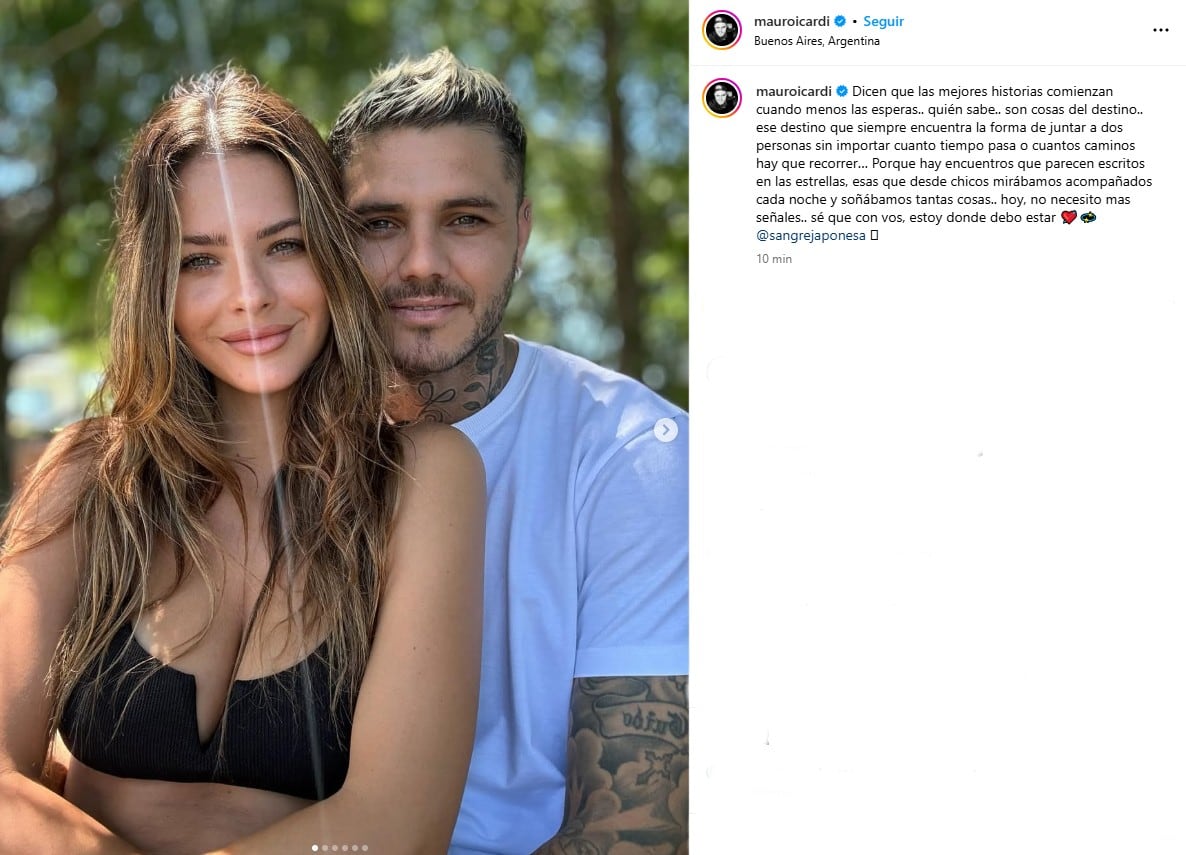 El posteo de Icardi que confirma su relación con La China Suárez (Foto: Captura Instagram/@mauroicardi)