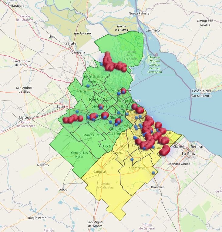 Hay miles de usuarios afectados por los cortes de luz en el AMBA. (Mapa ENRE)