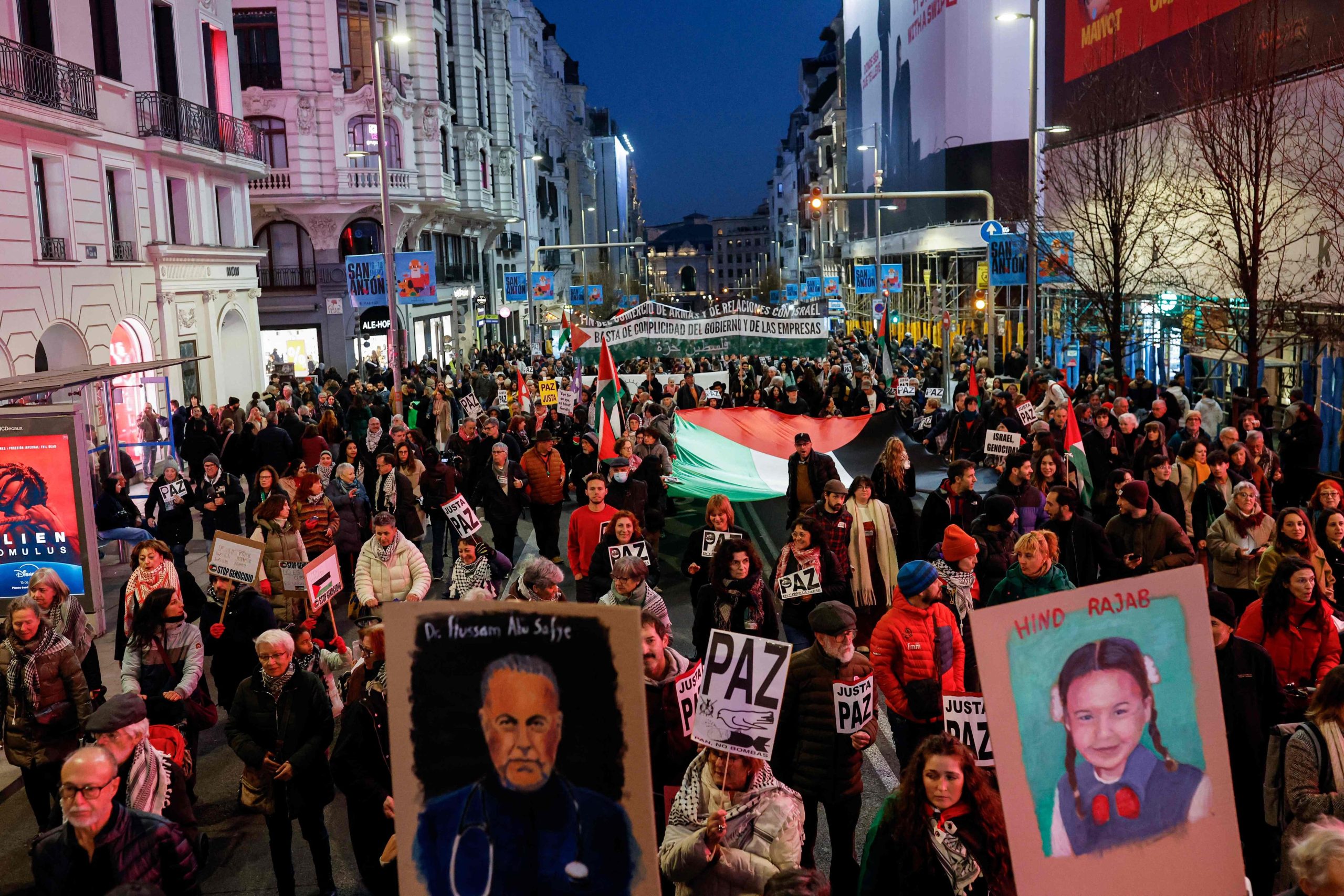 Manifestación en Madrid en favor del pueblo palestino