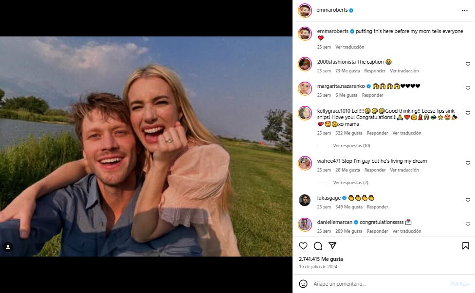 Emma Roberts y Cody John anunciaron su compromiso a través de las redes sociales 