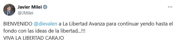 Javier Milei celebró la incorporación de Diego Valenzuela a La Libertad Avanza y elevó la tensión con el PRO