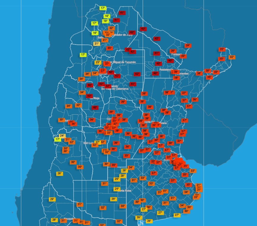 El pronóstico para el país (Captura SMN).