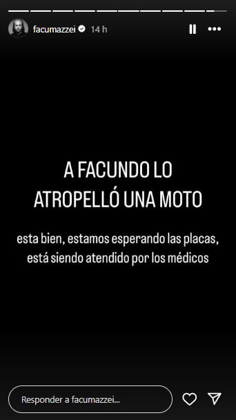 Facundo Mazzei fue atropellado por una moto mientras regresaba caminando a su casa (Foto: Instagram @facumazzei)