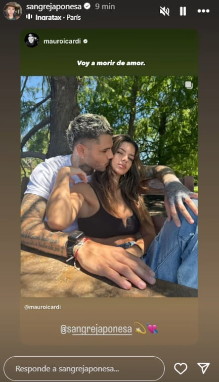 La respuesta de La China Suárez a la declaración de amor de Mauro Icardi (Captura: Instagram @sangrejaponesa)