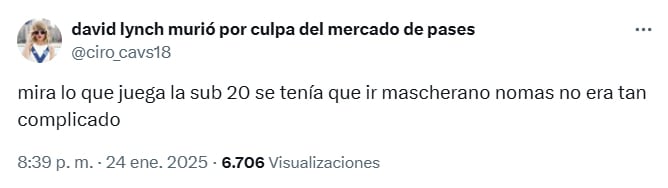 La Selección argentina Sub 20 le dio una paliza a Brasil en el Sudamericano. (Foto: X/@ciro_cavs18).