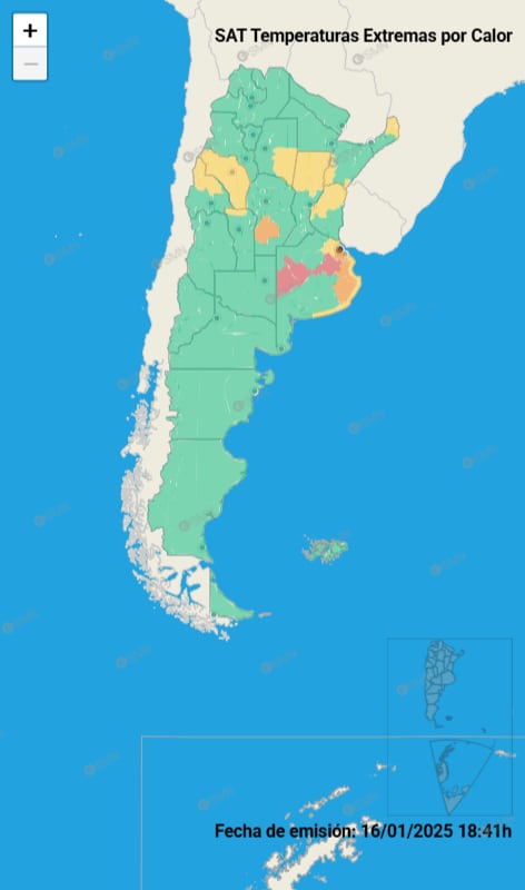 Mapa de alerta de temperaturas extremas por calor