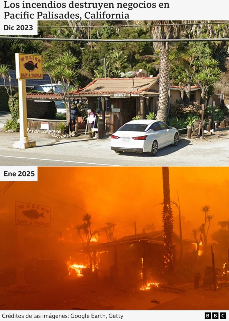 Los incendios destruyeron negocios en Pacific Palisades, California