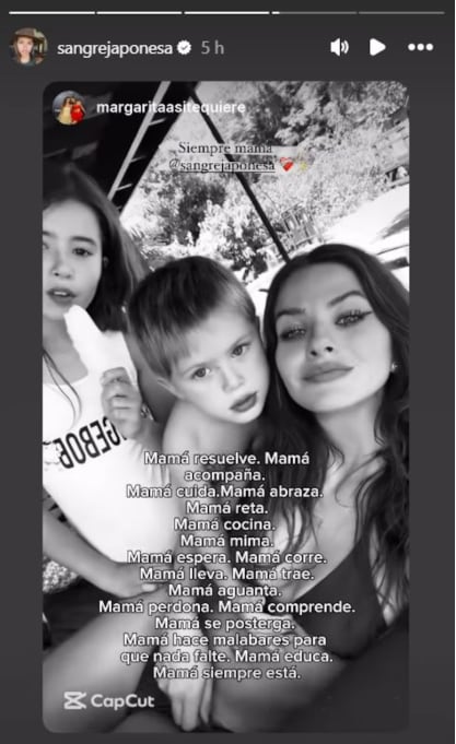 La China Suárez compartió un video junto a sus hijos en sus historias de Instagram