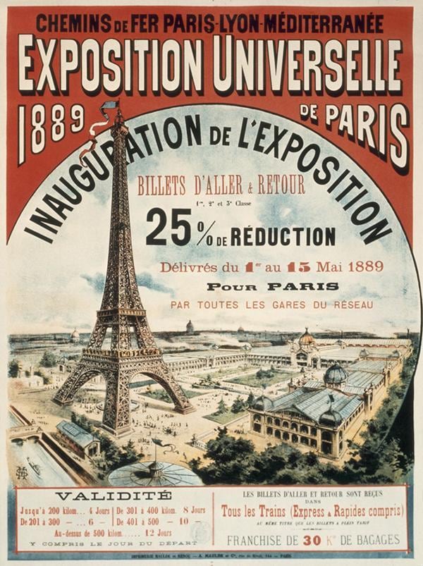 El afiche que anunciaba la Exposición Universal de París de 1889.