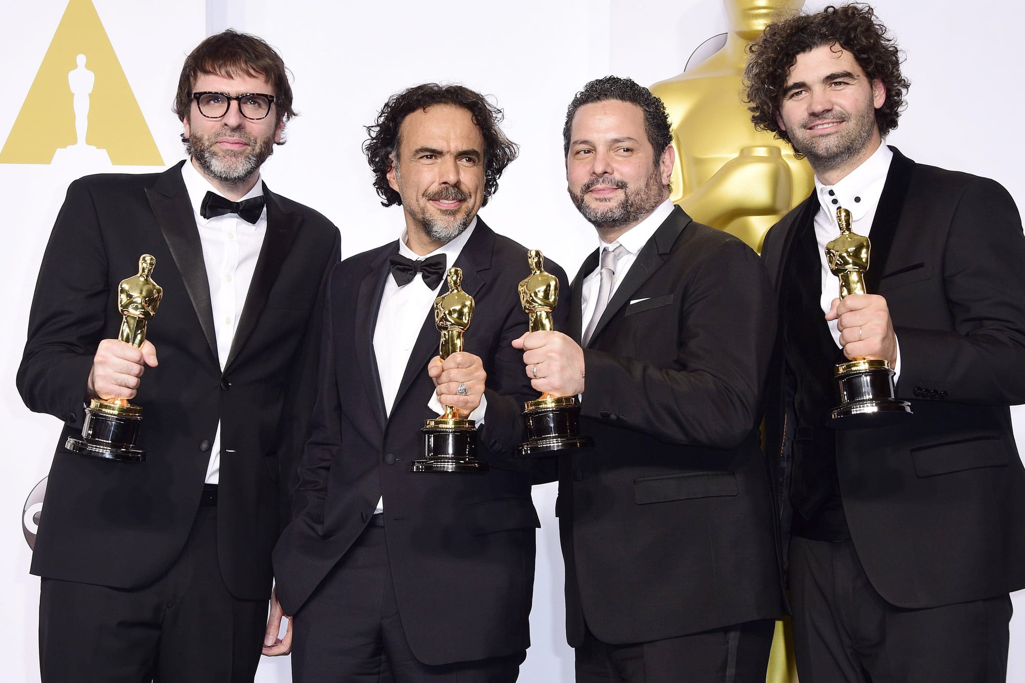 En febrero de 2015 Nicolas Giacobone posó con el Oscar en mano junto al director Alejandro González. Inárritu y los también guionistas Alexander Dinelaris y su primo Armando Bo