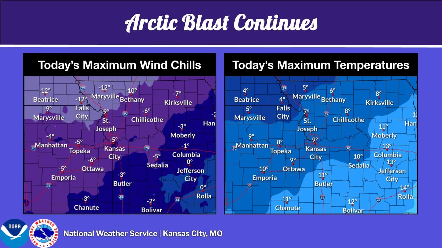 Se espera una sensación térmica de hasta -20 °C en Kansas