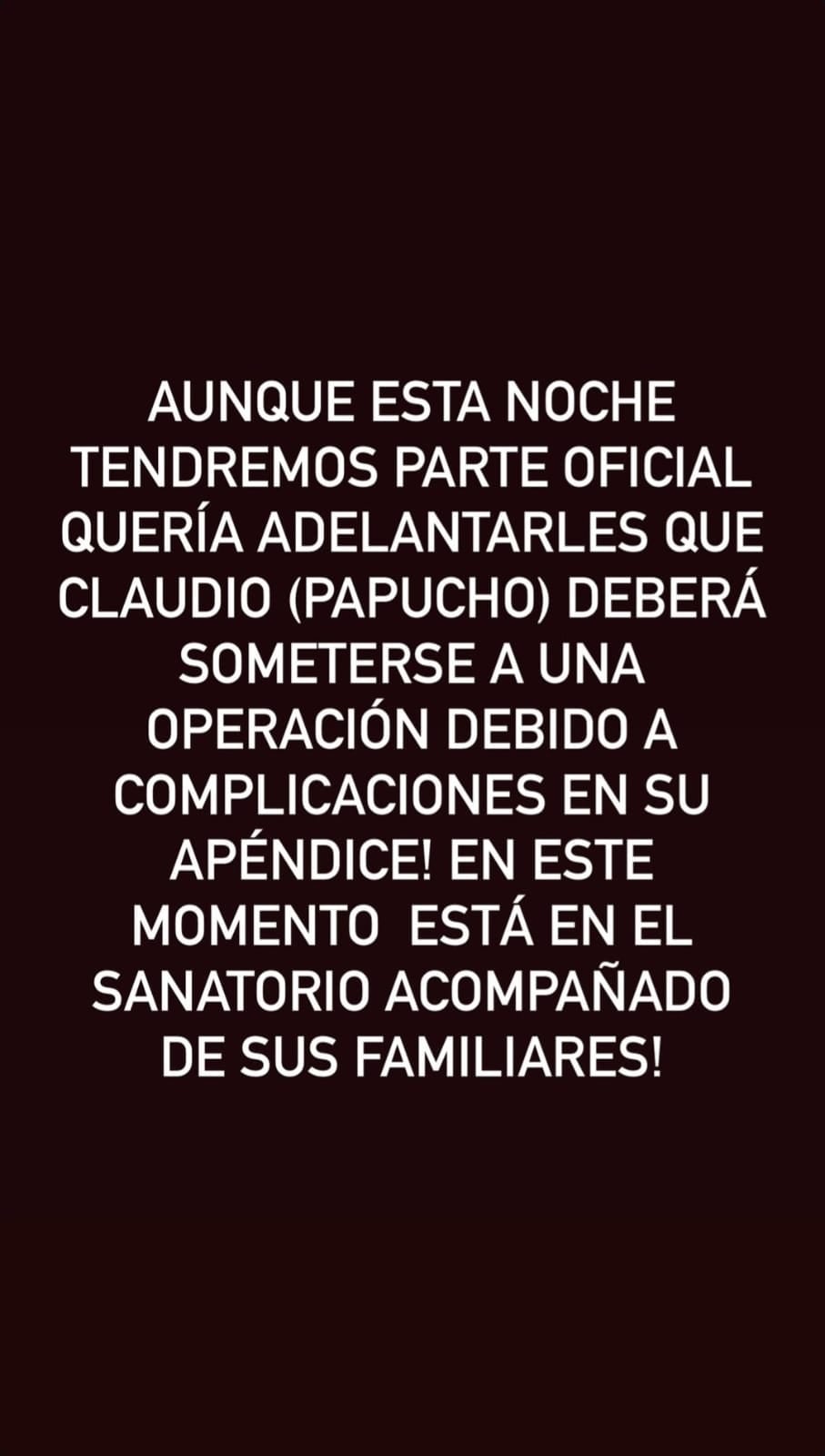 El comunicado que compartió Del Moro por la salud de Claudio de Gran Hermano