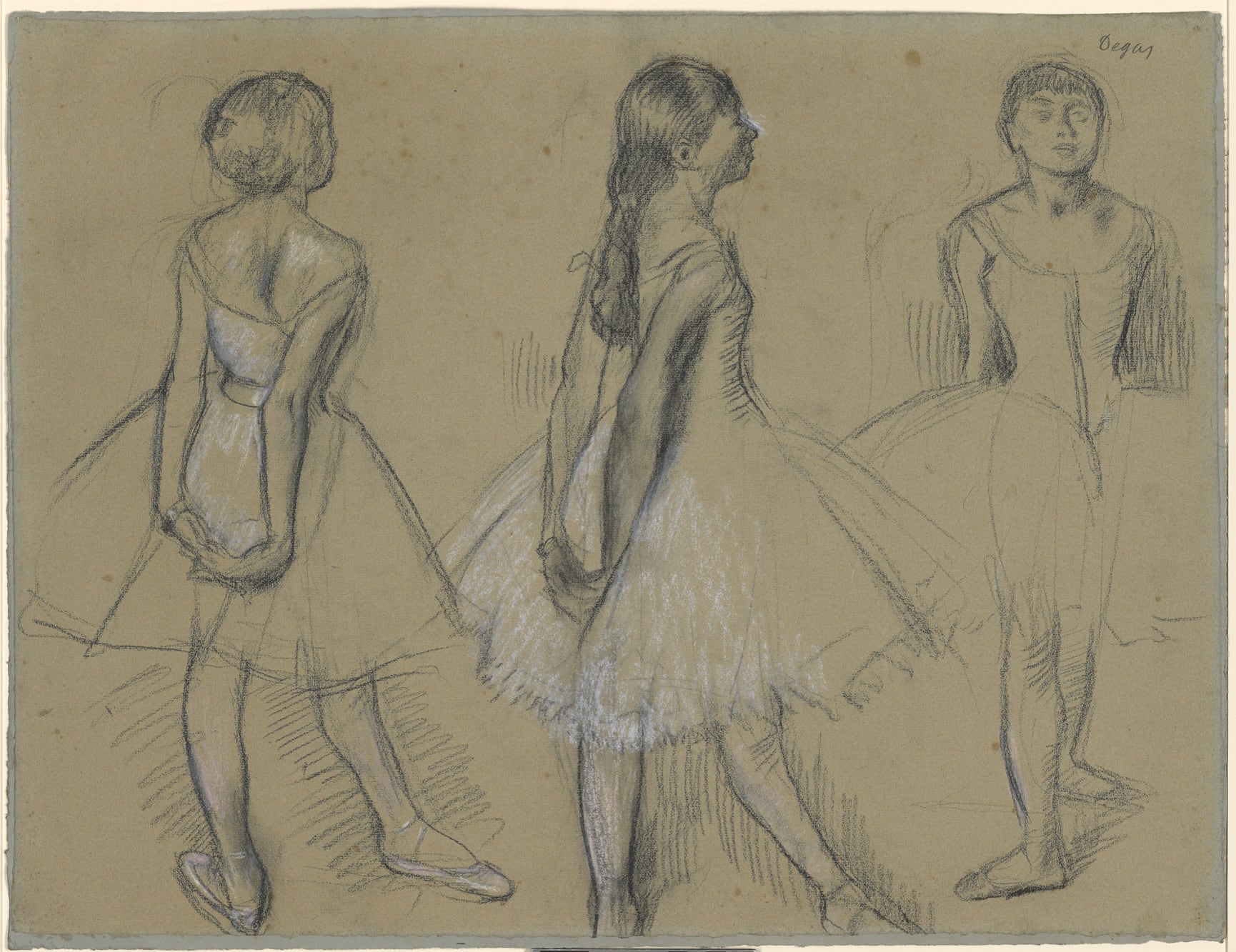 3 estudios de una bailarina de Edgar Degas (1880).