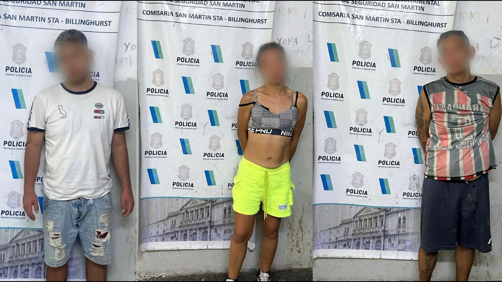 Los tres acusados quedaron a disposición de la Justicia de San Martín. (Foto: Policía PBA)