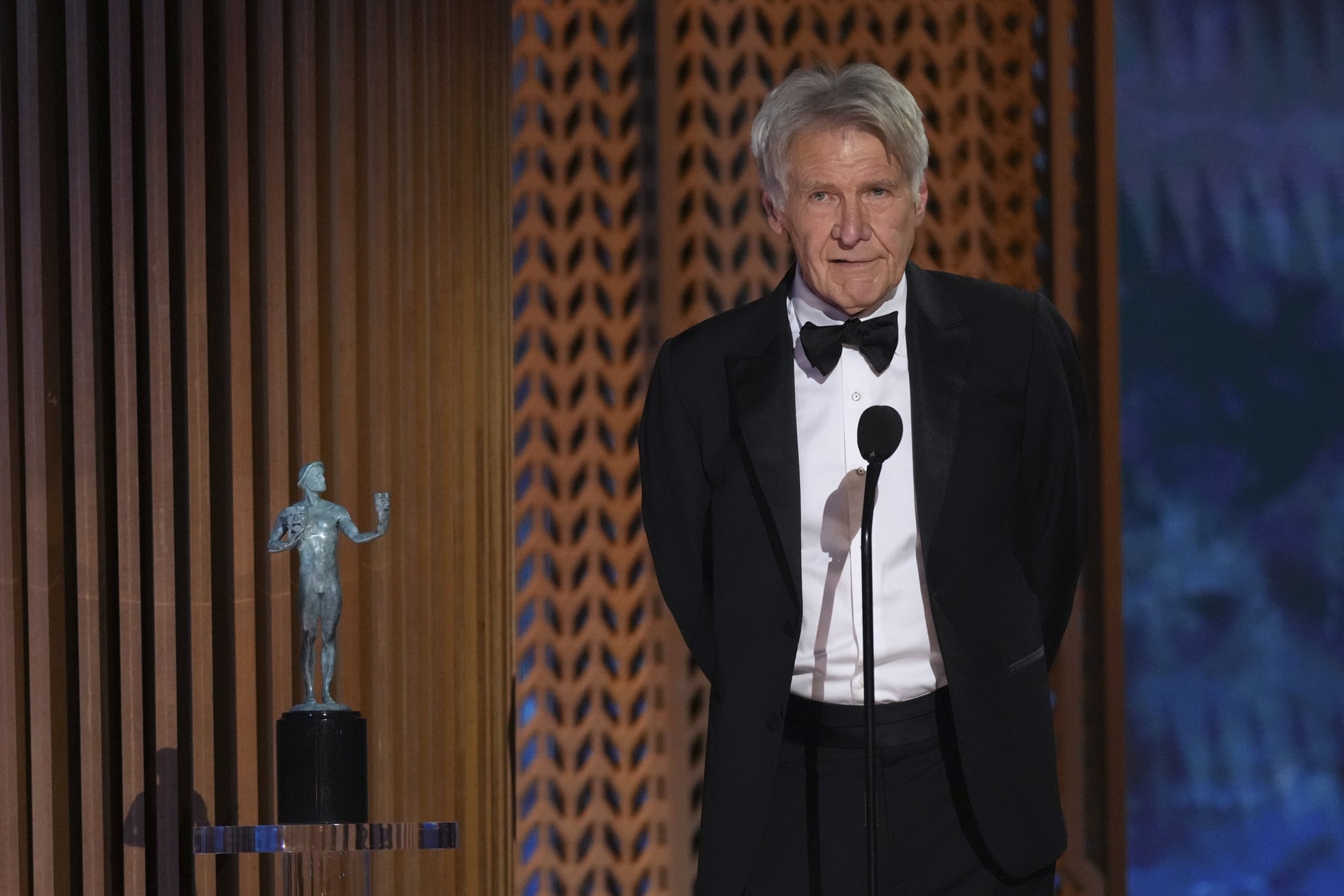 Harrison Ford presentó la cateogoría más importante de los Screen Actors Guild Awards 2025 (AP Photo/Chris Pizzello)