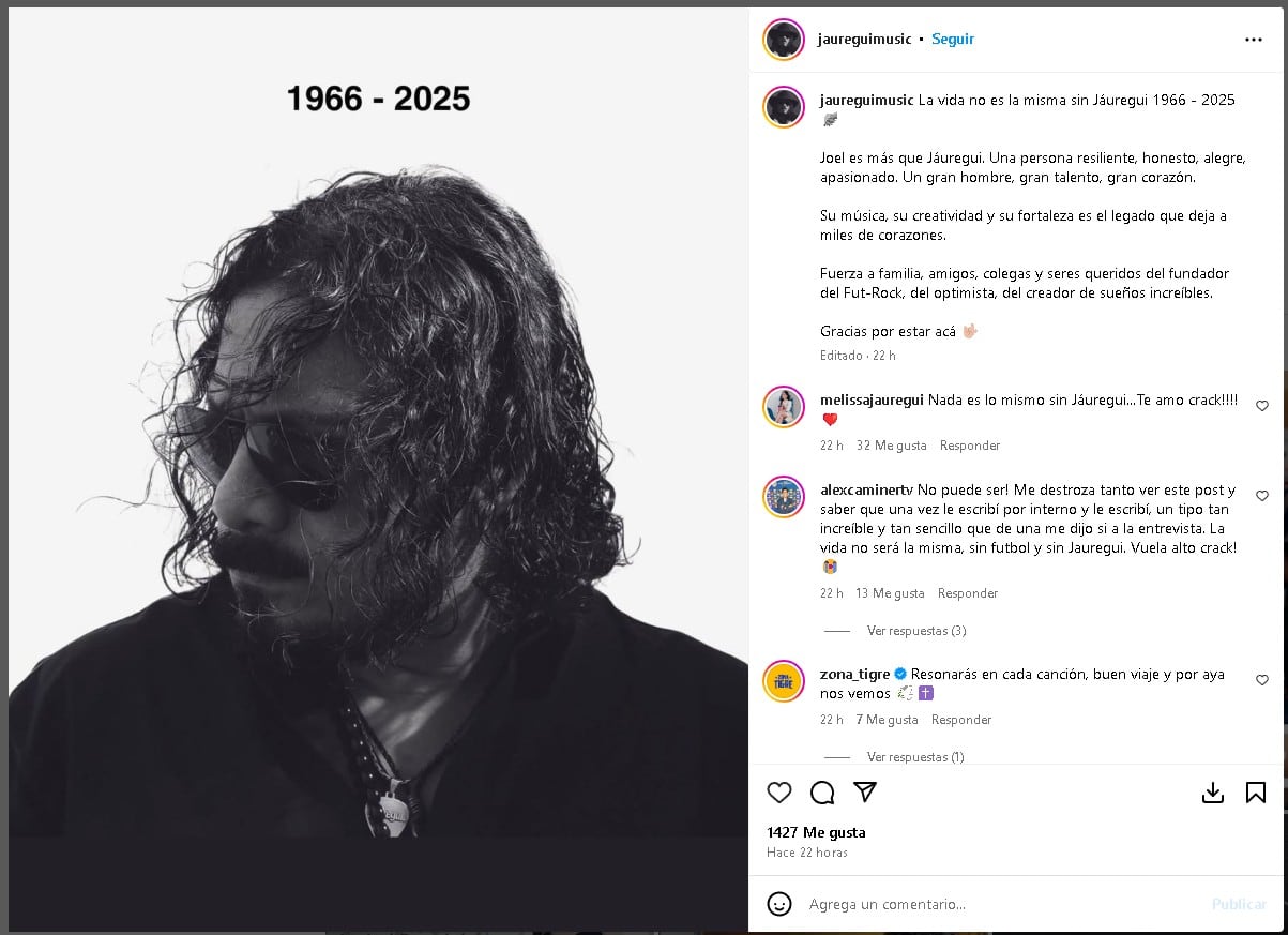 El músico méxicano murió a los 57 años y su familia hizo un conmovedor posteo. (Joel Jauregui IG)