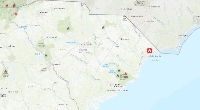 El mapa con los incendios en Carolina del Norte y Carolina del Sur: dónde están los principales focos activos