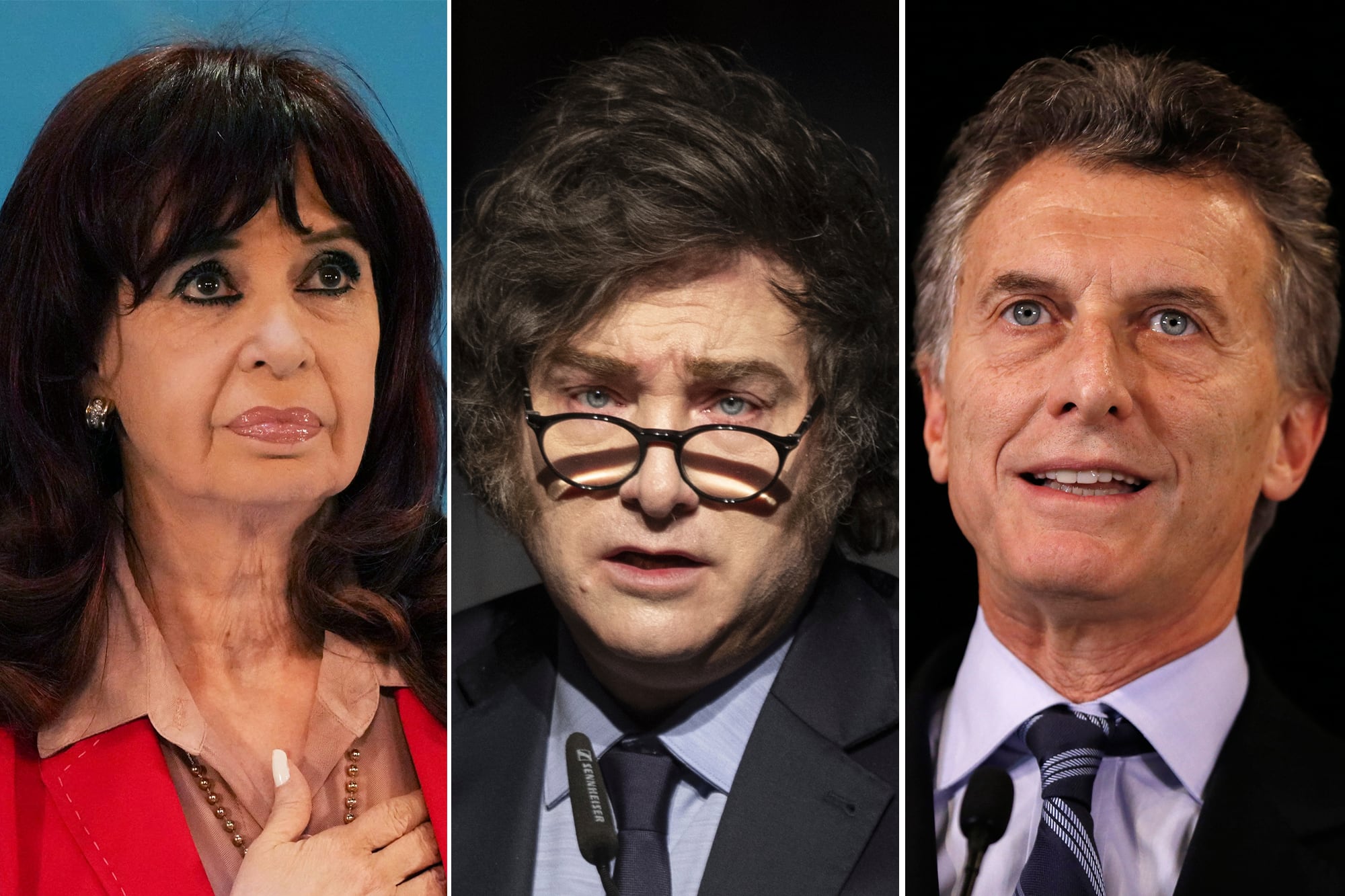  Cristina Kirchner , Javier Milei y Mauricio  Macri