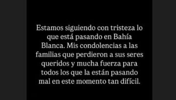 Antonela Roccuzzo envió sus condolencias a los afectados por el temporal en Bahía Blanca