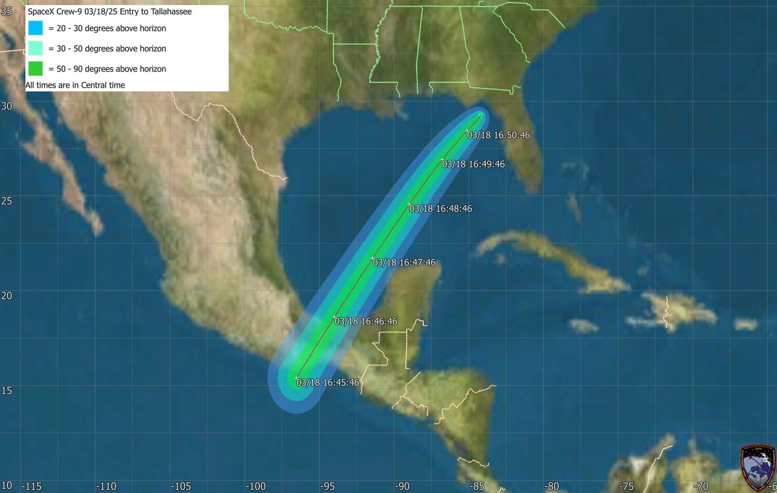 Camino a Tallahassee: la nave Dragon SpaceX atravesará México