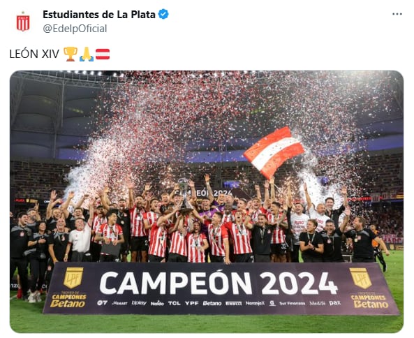 Estudiantes aprovechó el nombre de León XIV. (Foto: Captura).