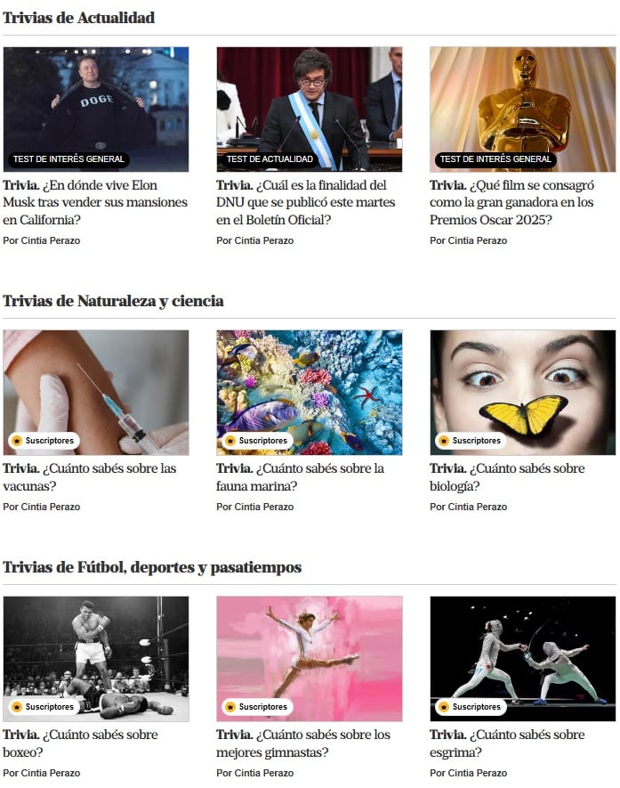 La nueva página de Trivias - LN Juegos
