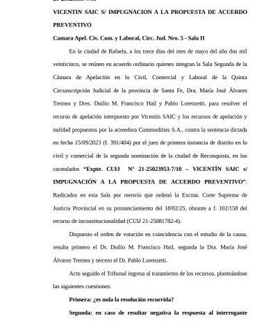 La Justicia ratificó que el plan de pago de Vicentin es “abusivo” y abrió el camino al cramdown