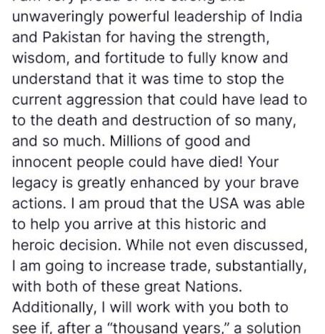 El mensaje de Donald Trump en medio del alto al fuego entre India y Pakistán: “Era momento de detener la agresión”
