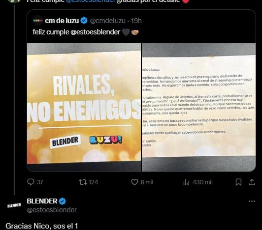 Blender cumplió dos años y tuvo un inesperado gesto con Nicolás Occhiato que no pasó inadvertido