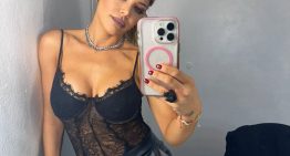 Corset de encaje y pantalón engomado: el look de Evangelina Anderson que causó sensación