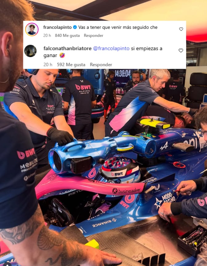 El gracioso intercambio entre Colapinto y el hijo de Briatore. (Foto: Instagram - falconathanbriatore)