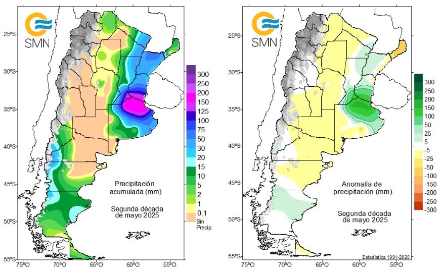 Precipitaciones récord según el SMN