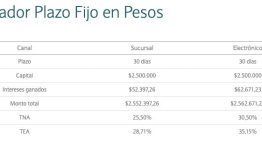 Plazo fijo: cuánto rinde invertir $2.500.000 a 30 días