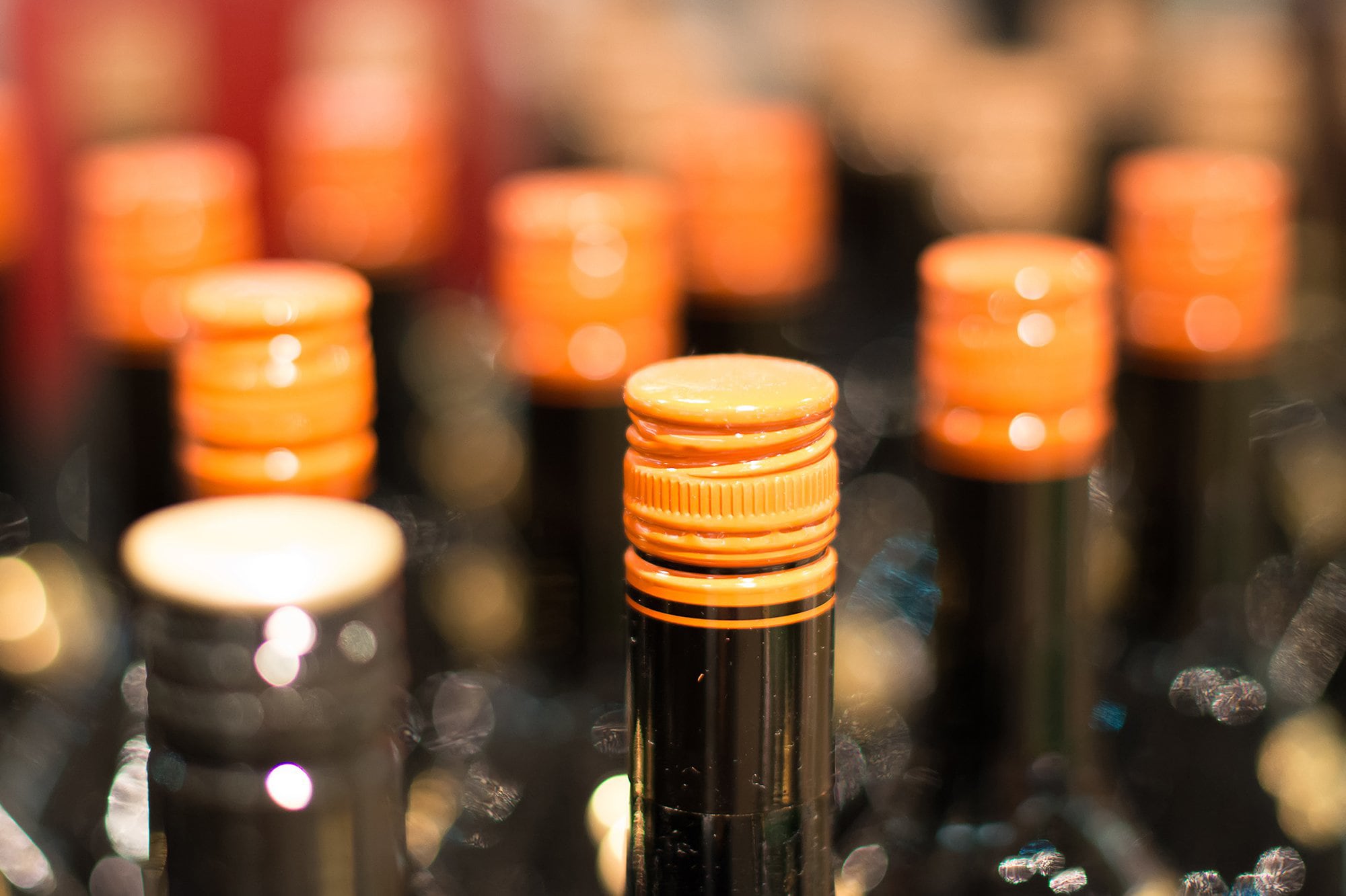 Wine bottles in the wine store.